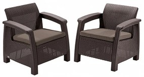 Set fotolii Corfu duo, maro, cu perne taupe calde