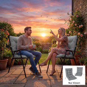 Outsunny Pernă de exterior cu spătar și chingi, saltea hidrofugă pentru interior și exterior, Gri deschis | Aosom Romania