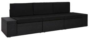 49506 vidaXL Canapea modulară cu 3 locuri, negru, poliratan