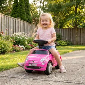 AIYAPLAY Mașinuță de Împins pentru Copii 12-36 Luni, Licență Fiat, cu Muzică, Claxon și Spațiu Depozitare, Roz | Aosom Romania
