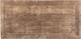 Masă dining shabby chic dreptunghiulară din lemn, natur, 8 locuri, cu bază ajurată, finisaj alb antichizat, 82 x 180 x 90 cm, „Madeleine”