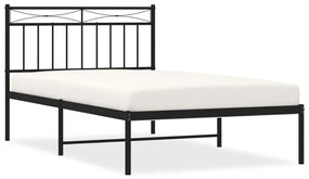 373687 vidaXL Cadru de pat din metal cu tăblie, negru, 107x203 cm