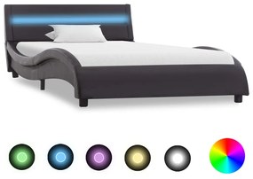 285666 vidaXL Cadru de pat cu LED, negru, 90 x 200 cm, piele ecologică