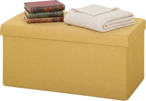 HOMCOM Puf depozitare, Bancă pliabilă de depozitare 84 L 76x38x38 cm Tapițerie din in sintetic Galben | Aosom Romania