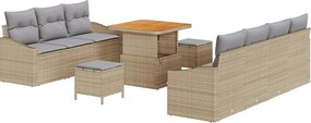 vidaXL Set de canapele pentru grădină cu pernă 10 pcs Bej poliratan