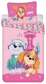Patrula Cățelușilor Pink Love set de lenjerie de pat 140x200cm, 70x90 cm microfibră