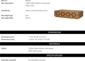 Masuta de cafea design LUX furnir de stejar Rubicon