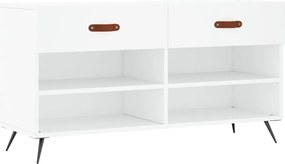 vidaXL Bancă de pantofi, alb, 102x35x55 cm, lemn prelucrat