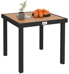 Masa de gradina Outsunny pentru 4 Persoane din Aluminiu, Negru si Culoare Lemn | Aosom Romania