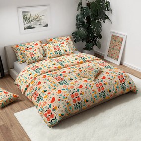 Lenjerie de pat din bumbac RETRO BIRD colorata Dimensiune lenjerie de pat: 2 buc 70 x 90 cm | 200 x 220 cm
