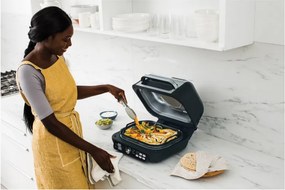 Gratar electric Ninja Foodi MAX PRO AG651EU, 2460W, 3.8L, Functie gratar si Air fryer, Cyclonic Air, Smart Cook, Negru/inox