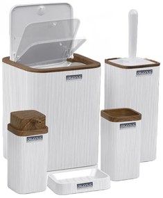 Set de baie Freehome OKY-461-3-B, 5 piese, Lemn/ Duna alba