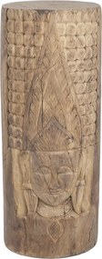 Coloană decorativă din lemn masiv de tec, maro, cu Buddha sculptat manual, finisaj natural, 103 x 40 x 40 cm, „Ayutthaya”