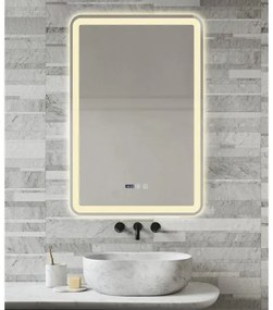 Oglindă Baie LED și Dezaburire Elit's Premium cu Senzor Touch, Lumina Rece, Caldă și Neutră, 60x90cm