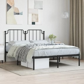 373887 vidaXL Cadru de pat metalic cu tăblie, negru, 140x190 cm