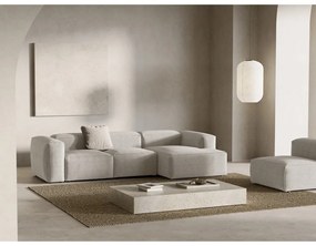 Colțar bej cu tapițerie din catifea reiată (cu colț pe partea dreaptă/cu șezlong) Bergamo – Cosmopolitan Design