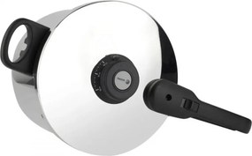 Oală sub presiune Fagor Dual Xpress 6L, 30-90 kPa, 22 cm, 5 sisteme de protecție, fund cu 3 straturi, oțel inoxidabil 18/10, compatibilă cu plite cu inducție, argintiu