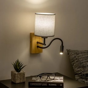 Lampă LED de perete Brilagi NUBILA WOOD 1xE27/25W/230V + LED/3W stejar/gri
