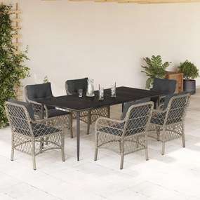 vidaXL Set mobilier de grădină cu perne, 7 piese gri deschis poliratan