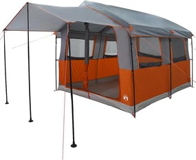 vidaXL Cort de familie pentru 4 persoane cu acoperiș Gri și Portocalie