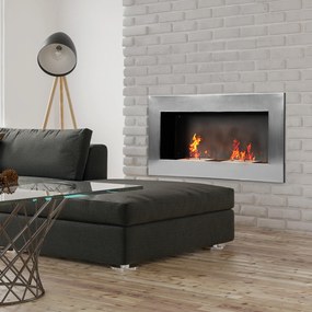 HOMCOM Semineu pe Bioetanol incalzitor Realizat din Inox cu 2 Arzătoare, aparat de incalzire ecologic 110x54x14cm  Aosom |Romania