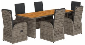 3277594 vidaXL Set mobilier de grădină cu perne, 7 piese, gri, poliratan