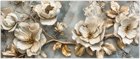 Tablou - Marmură de fundal cu flori (120x50 cm)