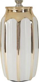 Veioză albă-aurie din ceramică cu abajur textil (înălțime 40,5 cm) Cassy – Mauro Ferretti