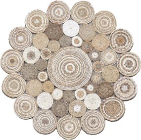 Covor MULTY XW Q, 120x120 cm, forma rotunda, iuta, bej