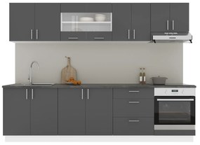 Set Bucatarie Karo V22, Antracit/Alb, Blat Thermo 28 mm, L 280 cm