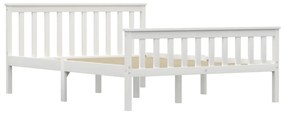 283217 vidaXL Cadru de pat, alb, 140 x 200 cm, lemn de pin masiv