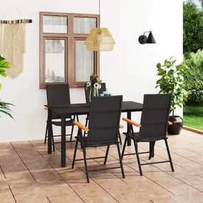 Set mobilier de gradina, 5 piese, negru si maro