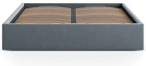 Pat matrimonial albastru deschis tapițat cu spațiu de depozitare/fără tăblie cu somieră 140x200 cm Susan – Micadoni