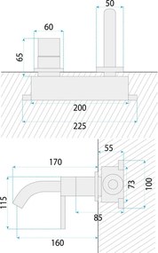 Baterie lavoar incastrata Rea Foster auriu periat