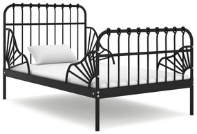 Cadru de pat extensibil, negru, 80x130 200 cm, metal Negru