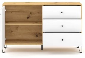 Comodă SULA, stejar artisan/albă