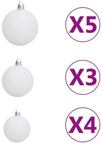 Set brad de Craciun artificial cu LED-uri globuri, alb, 65 cm 1, Alb, 65 cm