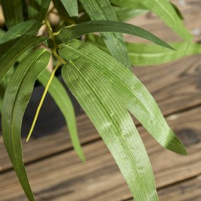 HOMCOM Plantă Artificială de Bambus, Înălțime 60 cm, din Poliester și PP, Verde, cu Vas de Ciment Ø15x12.5 cm | Aosom Romania