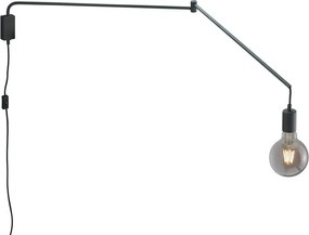 Aplică de perete negru-mat cu structură flexibilă cu alimentare la priză Line – Trio