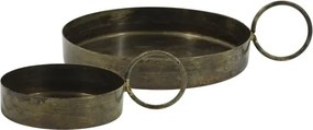 Set 2 suporturi pentru lumânări, din alamă antichizată, cu mâner, 10x5.5 cm, „Lueur"