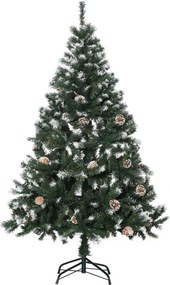 HOMCOM Brad de Crăciun Înzăpezit cu Conuri, Brad Artificial cu Deschidere Automată și Bază Pliabilă, Ø85x150 cm, Verde | Aosom Romania