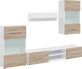 vidaXL Unități TV 5 piese cu iluminare LED lemn de lemn stejar Sonoma