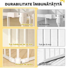 PawHut Gard pentru Câini cu 8 Panouri Modulabile cu Închidere Automată, din Oțel și ABS, 61x3x75 cm, Alb | Aosom Romania