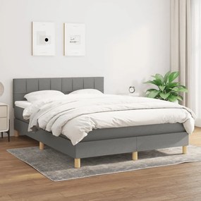 3140610 vidaXL Pat box spring cu saltea, gri închis, 140x190 cm, textil