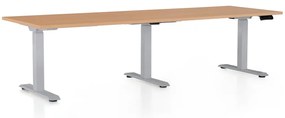 Masa inaltime reglabila OfficeTech Long, 240 x 80 cm, bază gri, fag