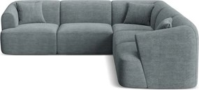 Colțar gri închis cu tapițerie din catifea reiată Campi – Cosmopolitan Design