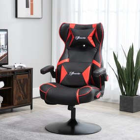 Scaun de gaming Vinsetto, scaun de gaming, difuzoare integrate, spătar inclinabil, negru+roșu, 69 x 73 x 118cm | Aosom Romania