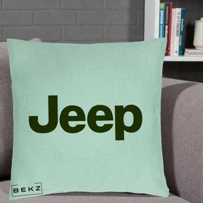 Perna Personalizata cu emblema Jeep, 40x40 cm, Verde Menta, Husa Detasabila, Perna Inclusa, BEKZ®