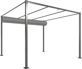 Outsunny Pergolă de grădină 3 x 3 m cu acoperiș retractabil, pavilion, baldachin pentru umbră, UPF30+, gri | Aosom Romania