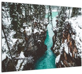 Tablou - râul de munte iarna (70x50 cm), în 40 de alte dimensiuni noi